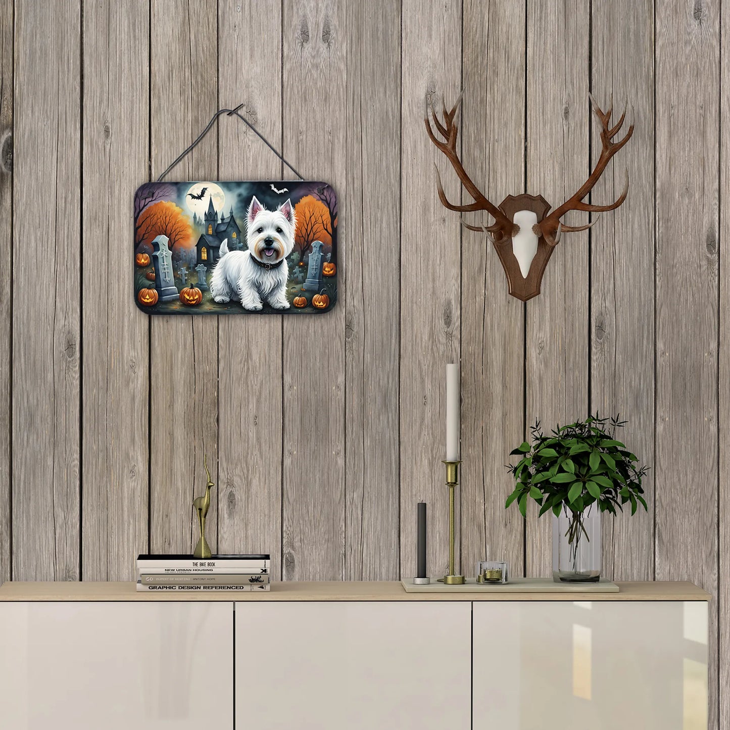 Westie Spooky Halloween Wall or Door Hanging Prints